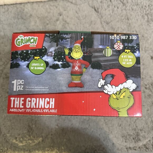 Gemmy Grinch In Christmas Sweater 4 ft. LED Airblown Inflatable New In Box‎ - Picture 7 of 16